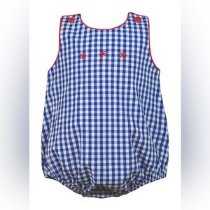The Proper Peony Baby Boy 12M Bubble Embroidered Firework Royal Blue Check Plaid